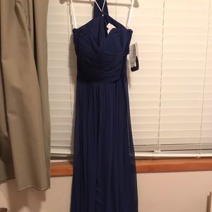 Brand new never worn navy blue full length dress